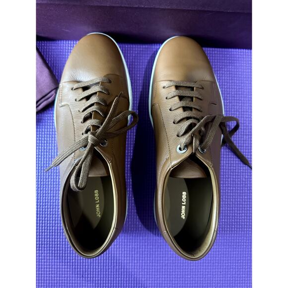 John Lobb Men Molton Sneakers Trainers NEW Size 7.5 UK, 8.5 US Cognac Leather - Picture 7 of 16